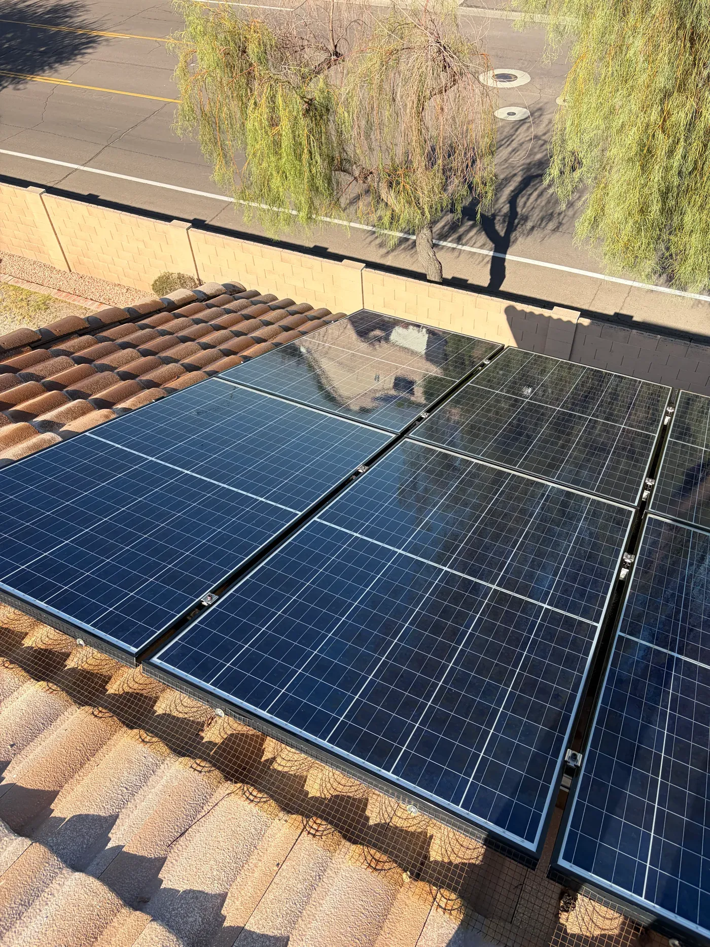 Solar panels on a tile roof